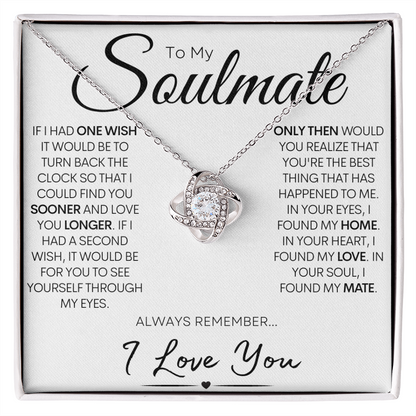 To My Soulmate - My One Wish, Gold and Stainless Steel Love Necklace