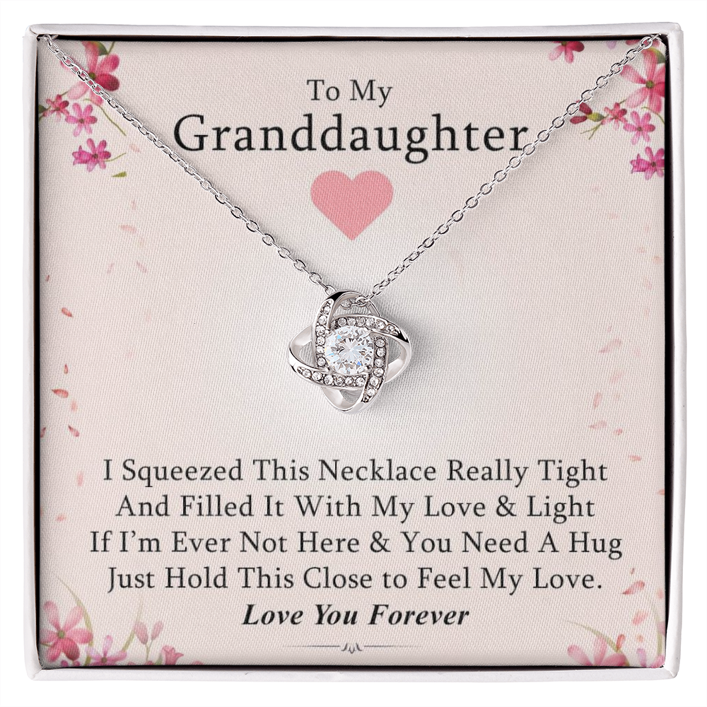 To My Granddaughter - Squeeze This Necklace - Gold and Stainless Steel Knot Necklace