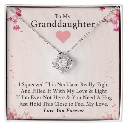 To My Granddaughter - Squeeze This Necklace - Gold and Stainless Steel Knot Necklace
