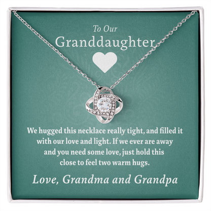 Our Granddaughter (From Grandma & Grandpa) - Two Warm Hugs Gold Necklace