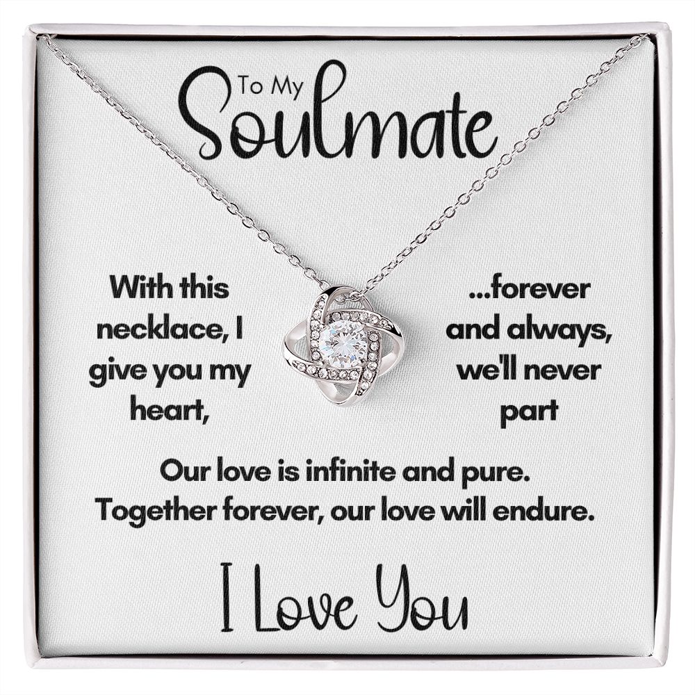 To My Soulmate - Together Forever | 14k White Gold Love Knot Necklace
