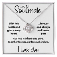 To My Soulmate - Together Forever | 14k White Gold Love Knot Necklace