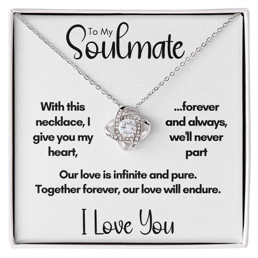 To My Soulmate - Together Forever | 14k White Gold Love Knot Necklace 14K White Gold Finish Standard Box
