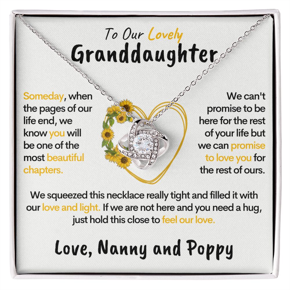 To Our Granddaughter (Love Nanny & Poppy) - Sunflower Heart Necklace 14k Gold Stainless Steel