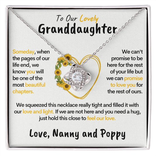 To Our Granddaughter (Love Nanny & Poppy) - Sunflower Heart Necklace 14k Gold Stainless Steel