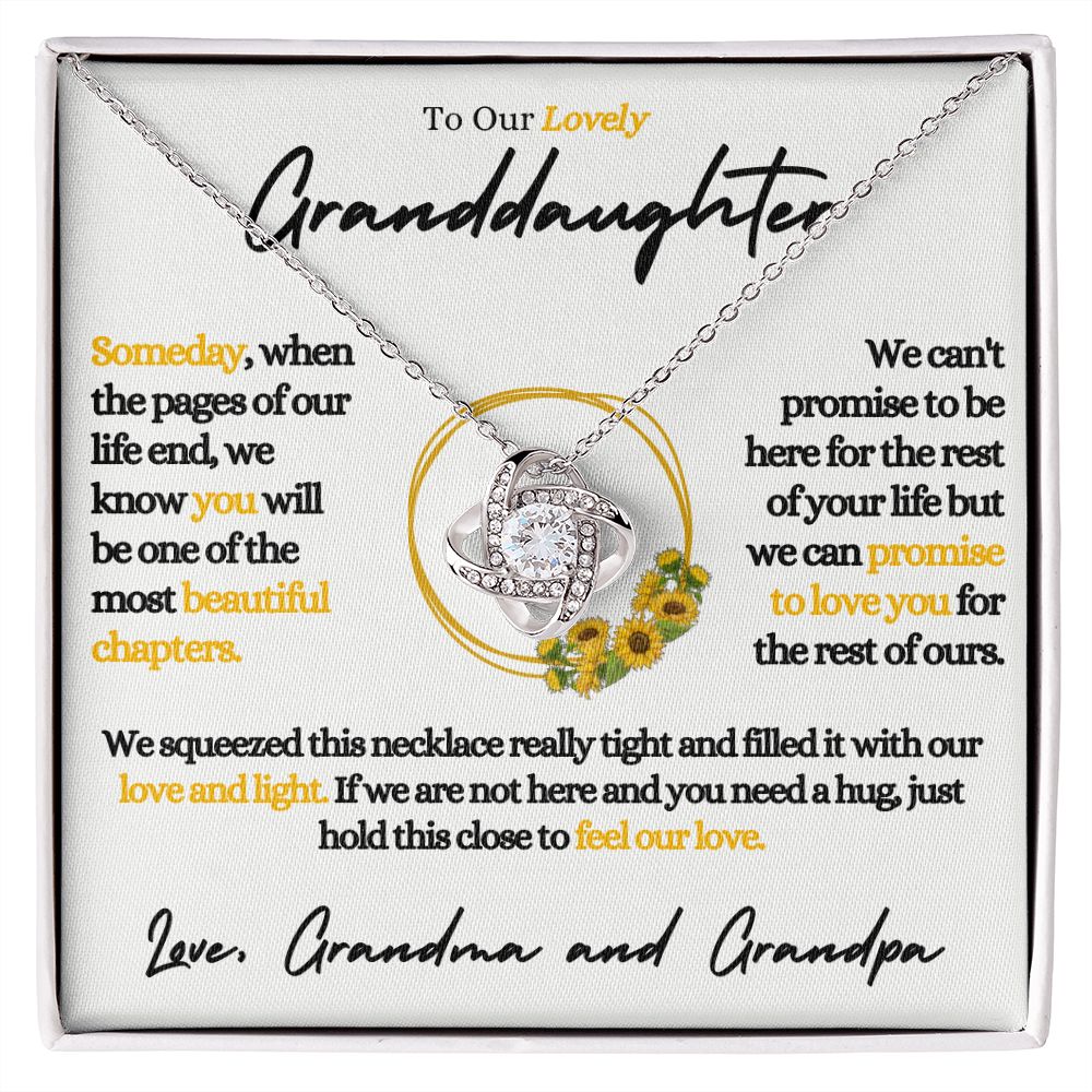 Granddaughter Necklace (Grandma and Grandpa), Beautiful Gold Necklace Keepsake for Grand Daughters
