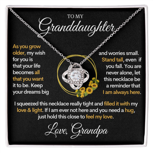 To My Granddaughter (Love, Grandpa) - I Am Always Here | Gold and Stainless Steel Grand Daughter Necklace