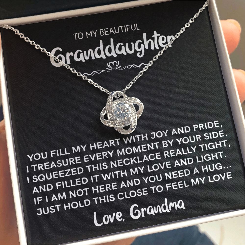 Beautiful Granddaughter (Love, Grandma) - Joy & Pride | 14k White Gold Necklace