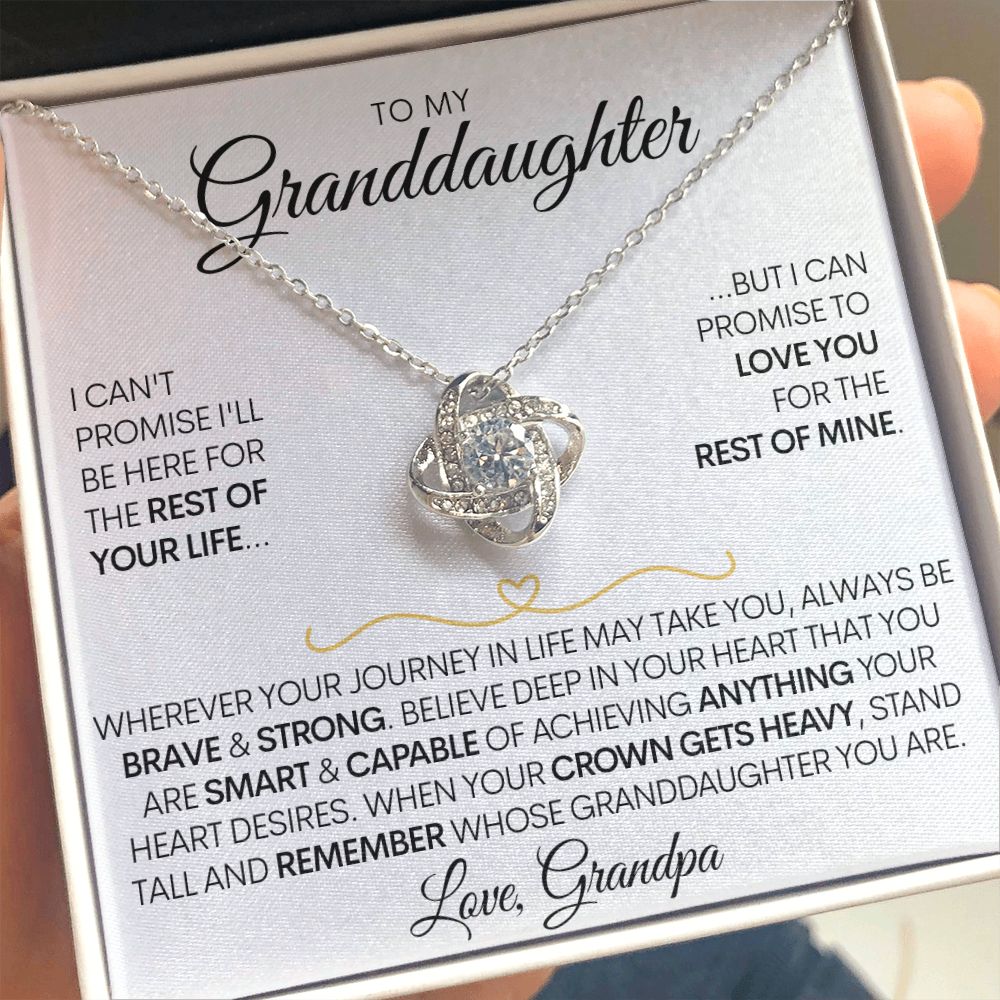 To My Granddaughter Necklace (Love Grandpa), Be Brave Stainless Steel and Gold Necklace