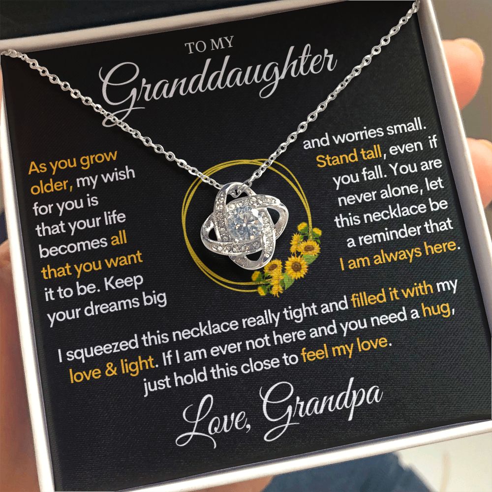 To My Granddaughter (Love, Grandpa) - I Am Always Here | Gold and Stainless Steel Grand Daughter Necklace