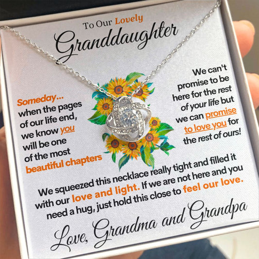 Granddaughter (Love Grandma and Grandpa), 14k Gold Stainless Steel Necklace for Granddaughters