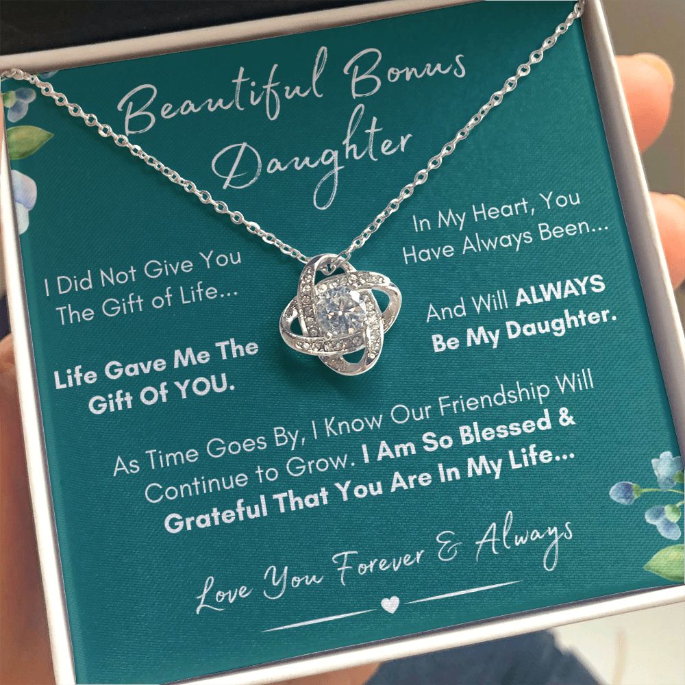 Beautiful Bonus Daughter, Always My Daughter - Beautiful Gold and Stainless Steel Family Love Necklace