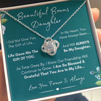 Beautiful Bonus Daughter, Always My Daughter - Beautiful Gold and Stainless Steel Family Love Necklace