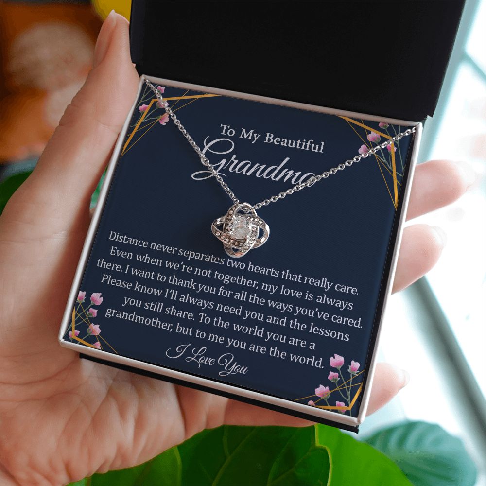 To My Beautiful Grandma - 14k Stainless Steel and Gold Necklace and Poem Card
