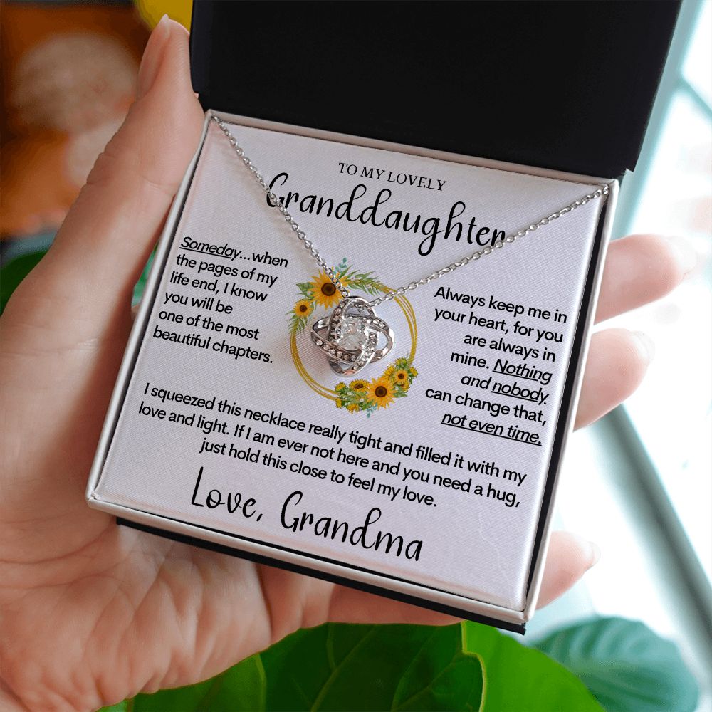 To My Granddaughter (Love, Grandma) | 14k White Gold and Stainless Steel Necklace