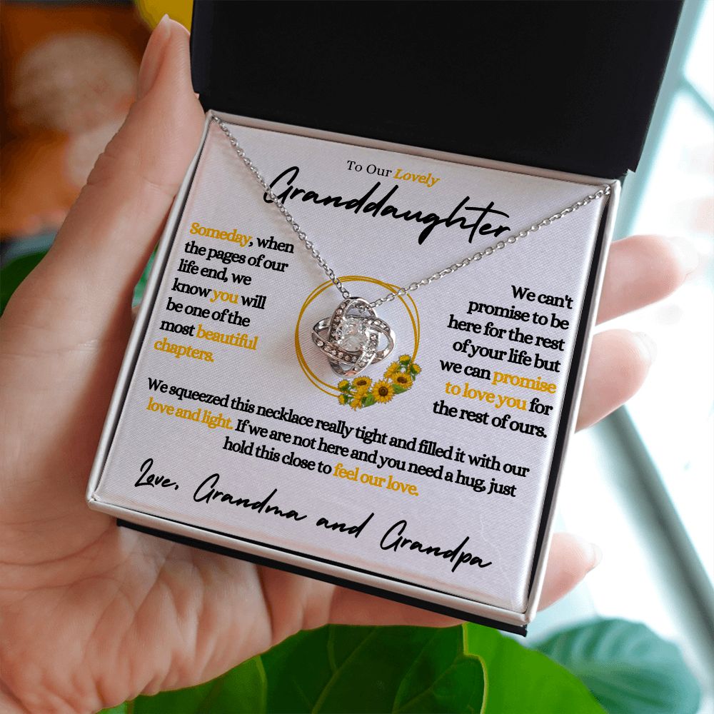 Granddaughter Necklace (Grandma and Grandpa), Beautiful Gold Necklace Keepsake for Grand Daughters