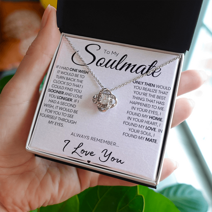 To My Soulmate - My One Wish, Gold and Stainless Steel Love Necklace