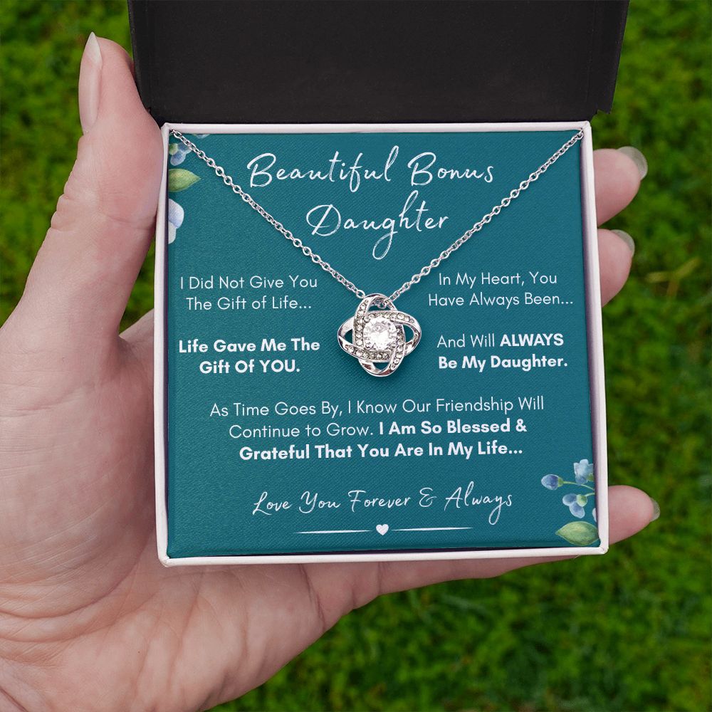 Beautiful Bonus Daughter, Always My Daughter - Beautiful Gold and Stainless Steel Family Love Necklace