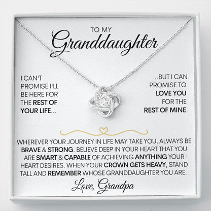 To My Granddaughter Necklace (Love Grandpa), Be Brave Stainless Steel and Gold Necklace