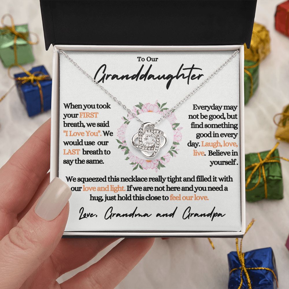 Our Granddaughter (Love Grandpa & Grandma) - Beautiful 14k Gold Necklace With Poem Card Box