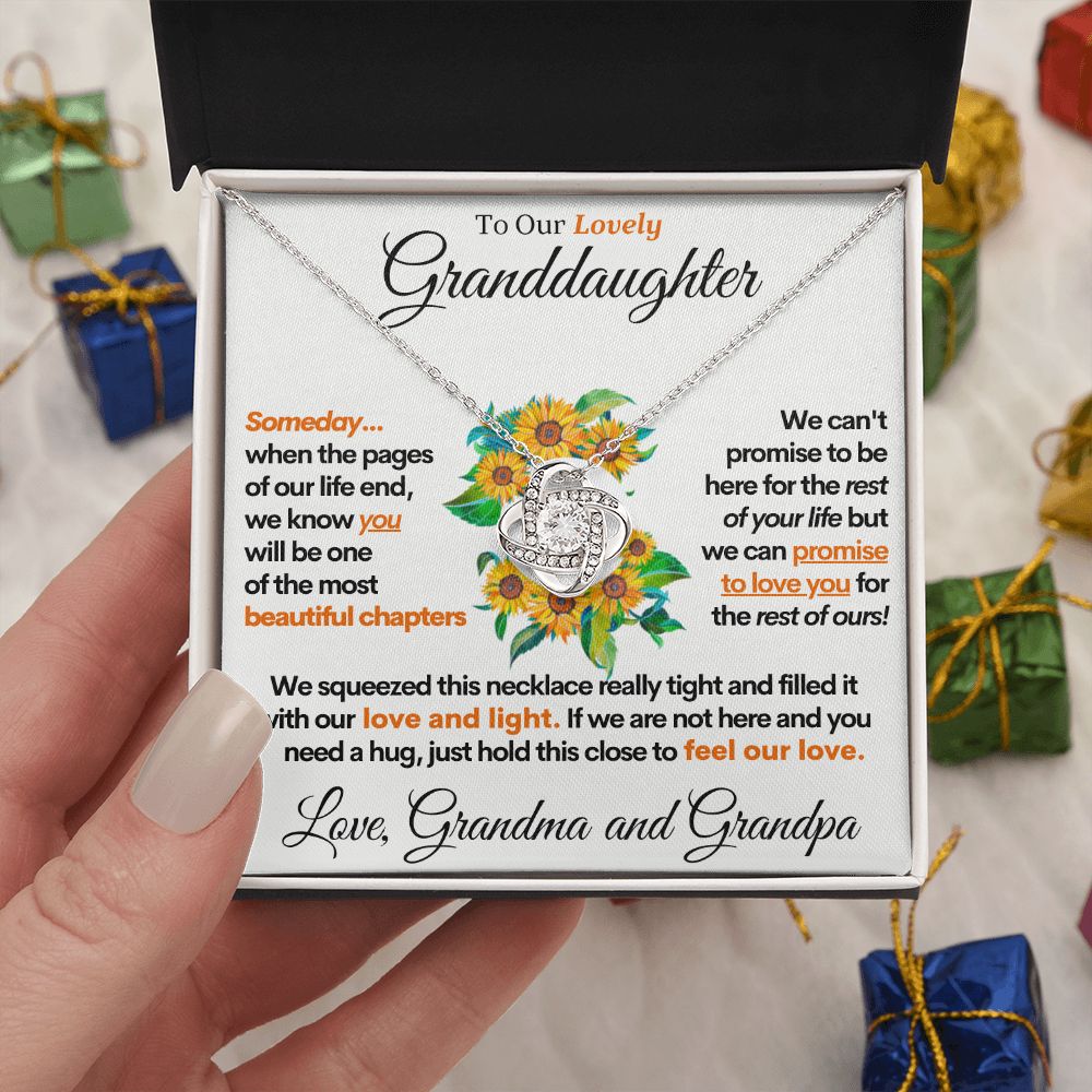 Granddaughter (Love Grandma and Grandpa), 14k Gold Stainless Steel Necklace for Granddaughters