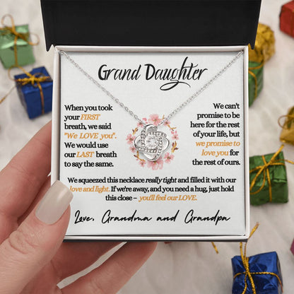 Grand Daughter - Feel Our Love (Grandma and Grandpa) | Beautiful 14k White Gold Necklace