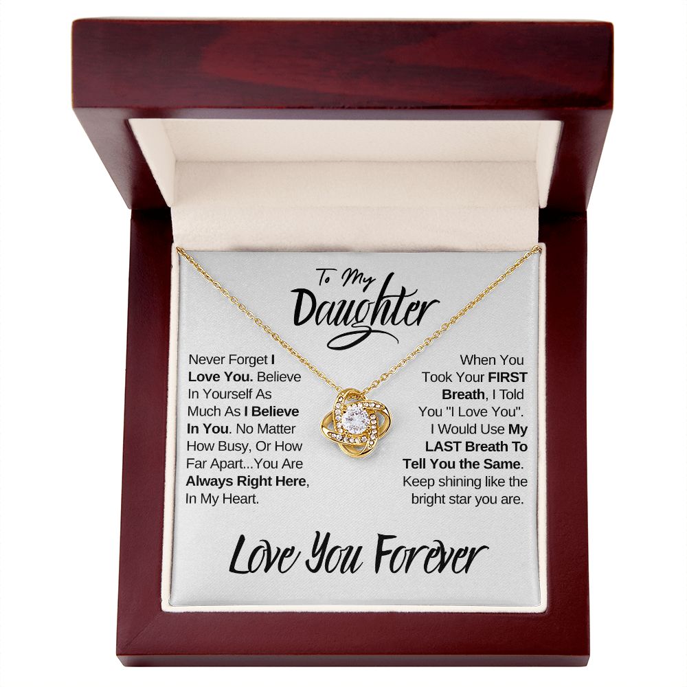 Daughter - Always In My Heart | Beautiful 14k White Gold Family Knot Necklace
