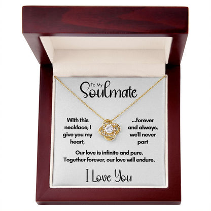 To My Soulmate - Together Forever | 14k White Gold Love Knot Necklace