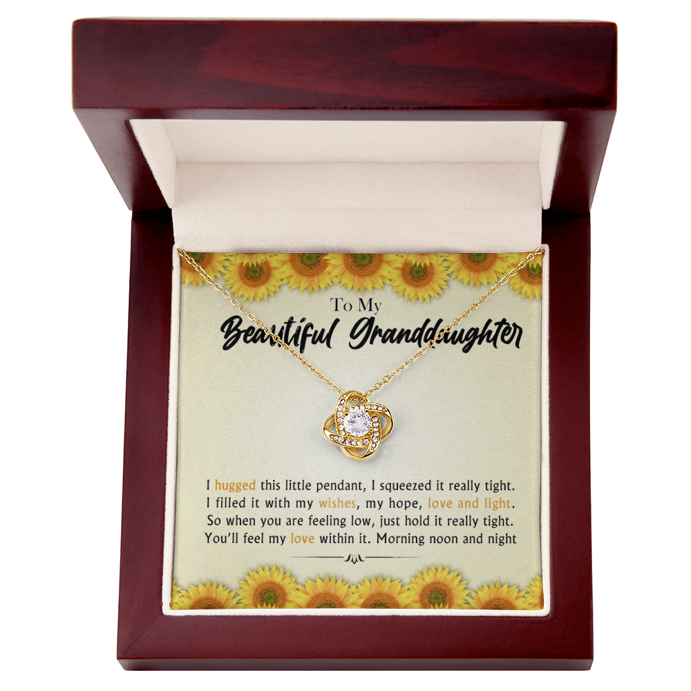 To My Beautiful Granddaughter - Morning Noon and Night - Gold and Stainless Steel Knot Necklace