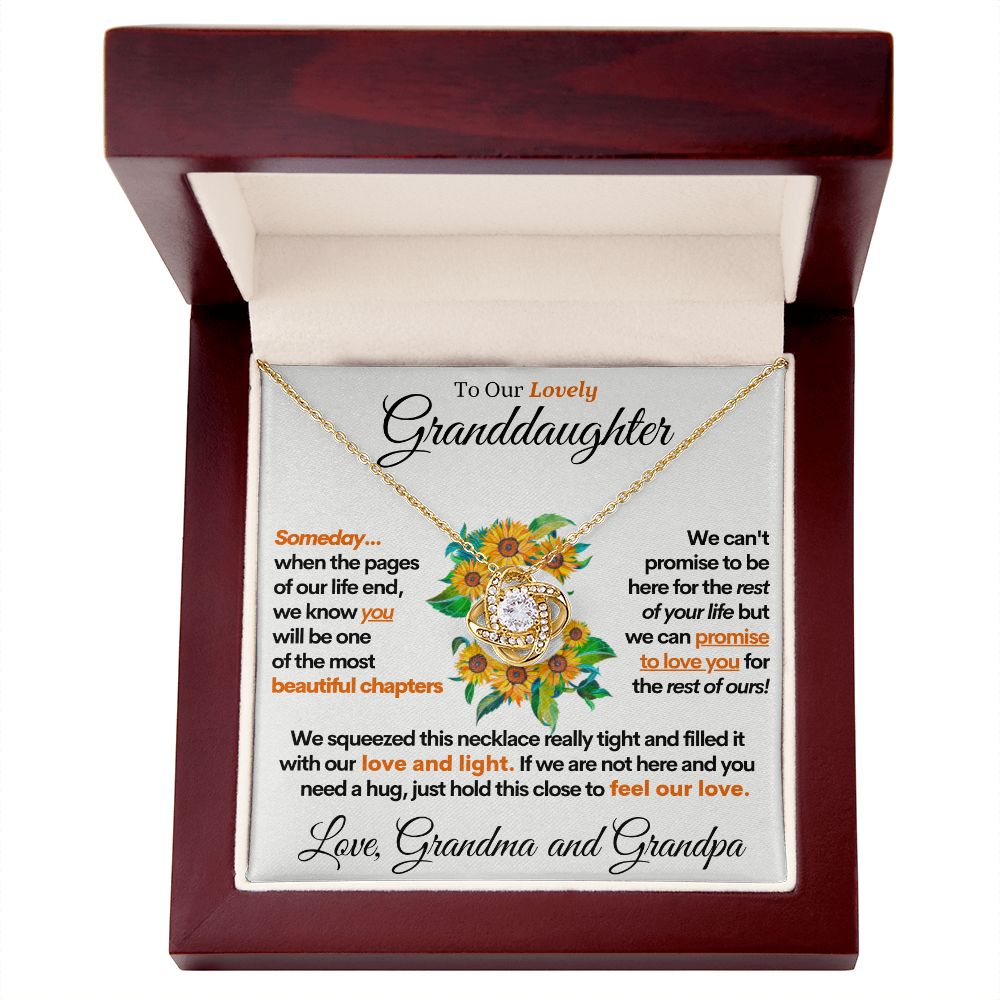 Granddaughter (Love Grandma and Grandpa), 14k Gold Stainless Steel Necklace for Granddaughters