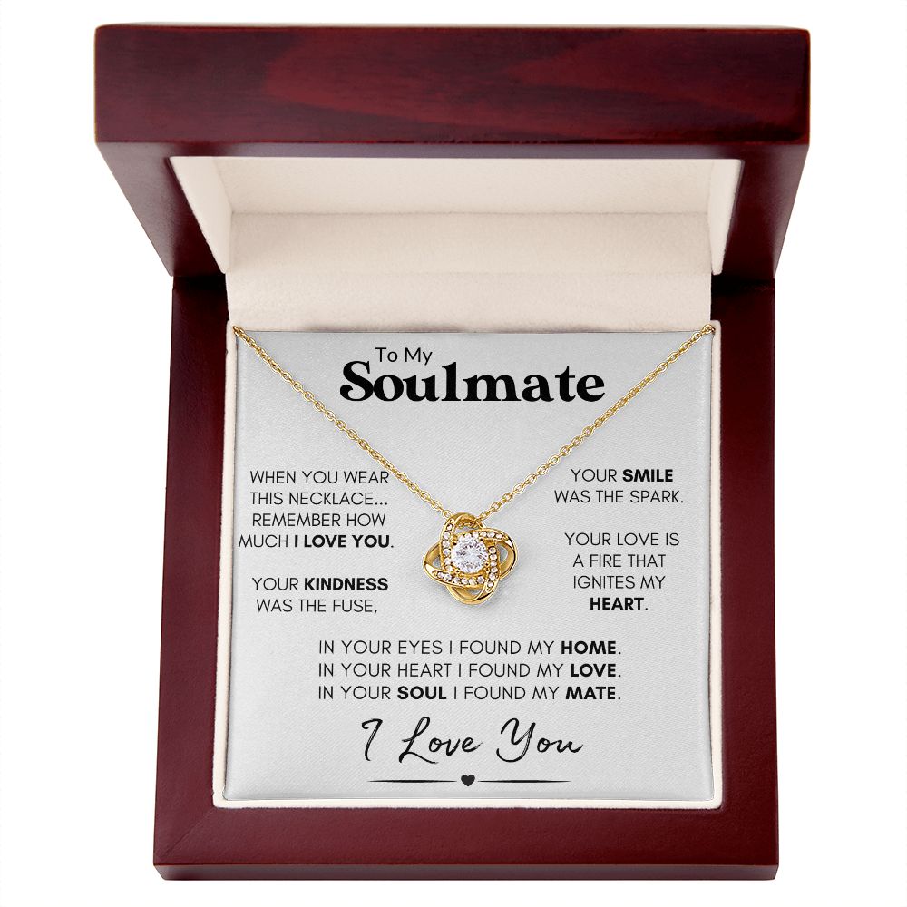 Soulmate Knot Necklace, Wife Anniversary Gift, Birthday, Valentine's Day Gift for Her - "Found My Soulmate"