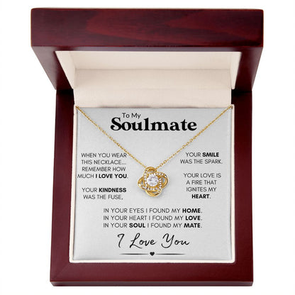 Soulmate Knot Necklace, Wife Anniversary Gift, Birthday, Valentine's Day Gift for Her - "Found My Soulmate"