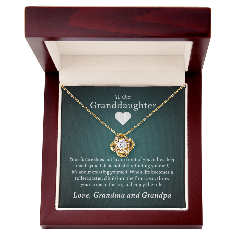 To Our Granddaughter (From Grandma & Grandpa)  | Gold and Stainless Steel Knot Necklace
