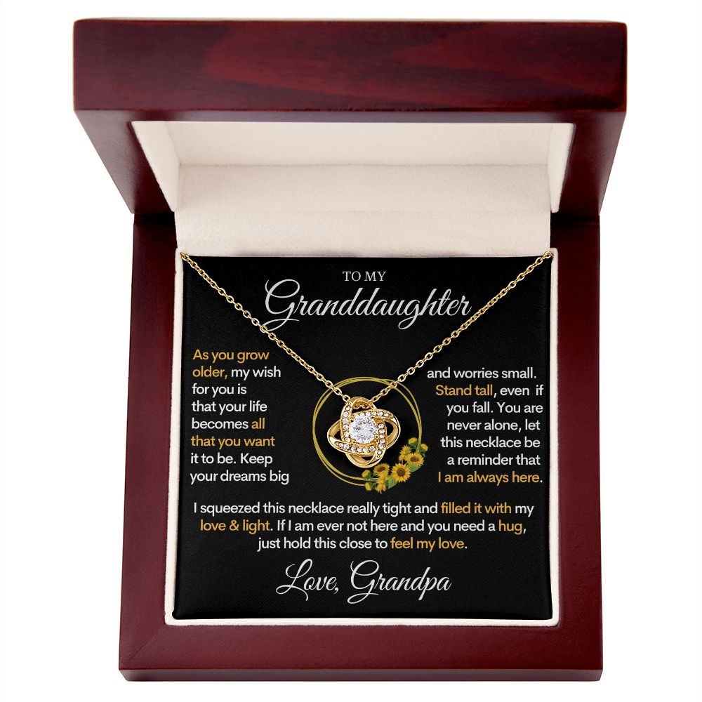 To My Granddaughter (Love, Grandpa) - I Am Always Here | Gold and Stainless Steel Grand Daughter Necklace