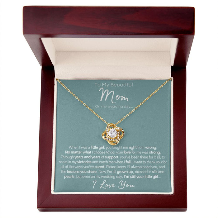 To My Beautiful Mom (On My Wedding Day) | 14k Gold Necklace for Mother 18K Yellow Gold Finish Luxury Box