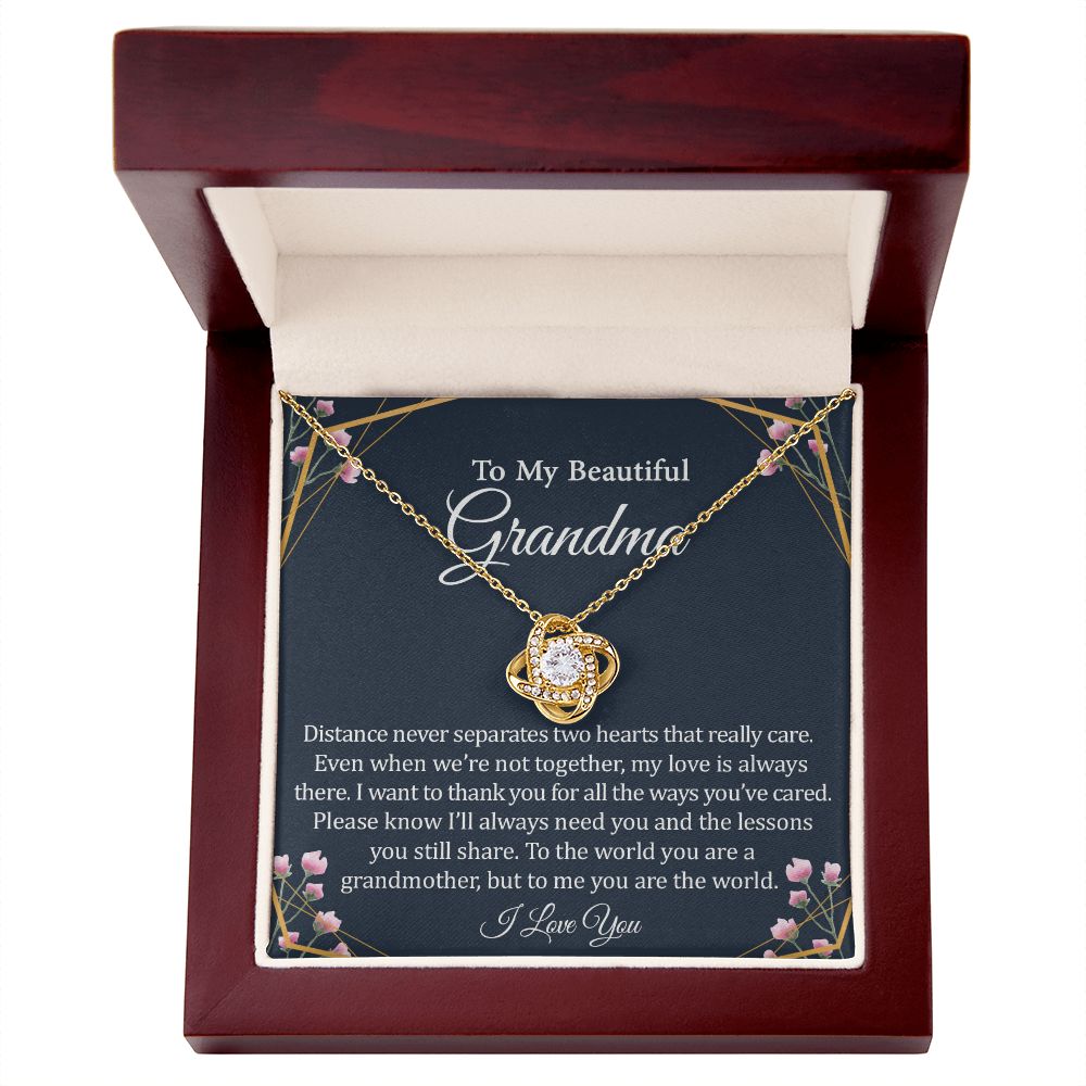 To My Beautiful Grandma - 14k Stainless Steel and Gold Necklace and Poem Card