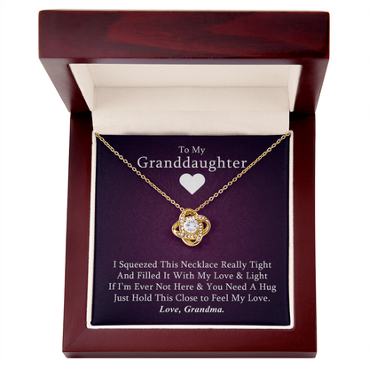 To My Granddaughter - Hold This Close - Gold and Stainless Steel Knot Necklace