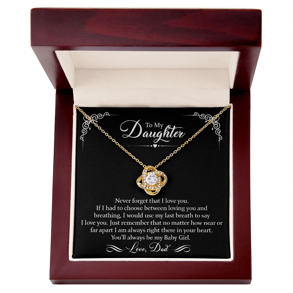 To Daughter (Love Dad) Last Breath | 14k White Gold Knot Necklace for Daughters