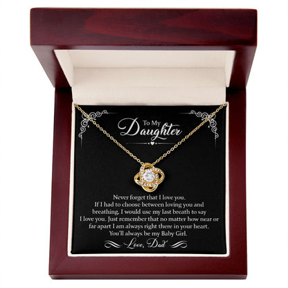 To Daughter (Love Dad) Last Breath | 14k White Gold Knot Necklace for Daughters