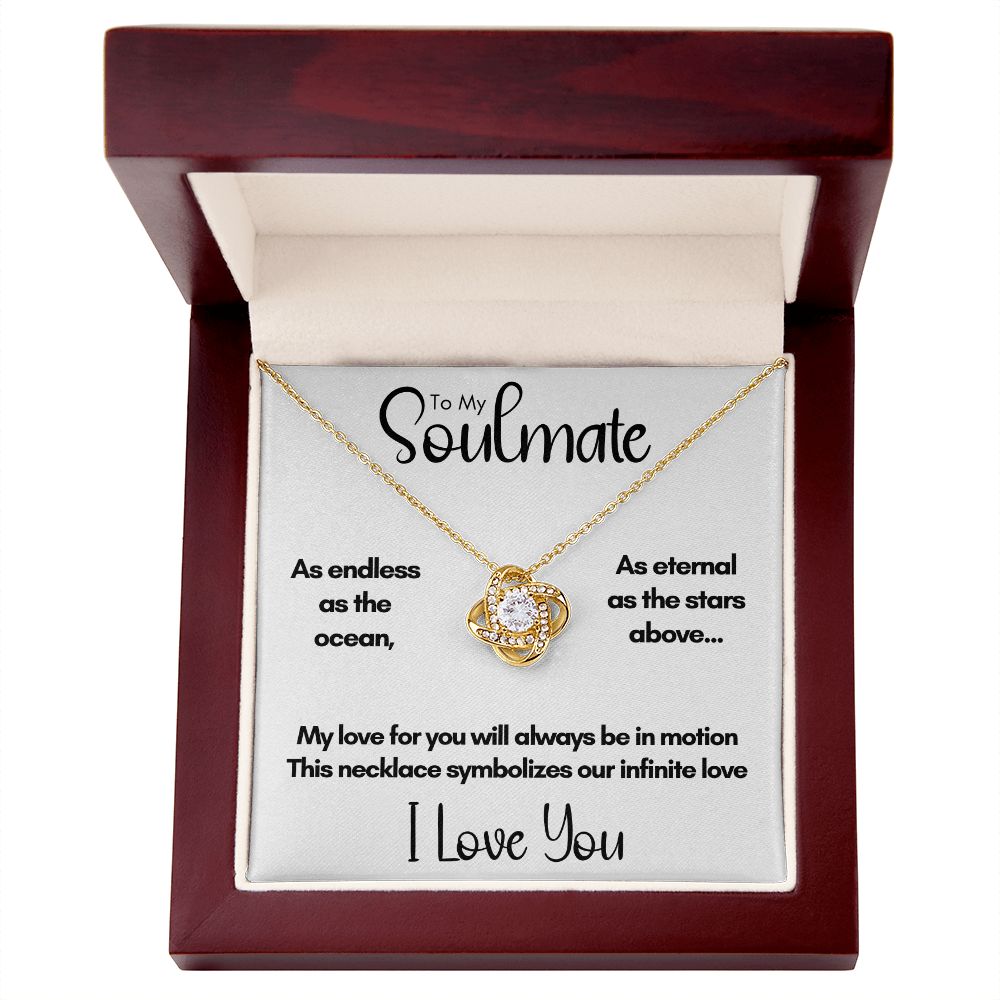 To My Soulmate - Endless As the Ocean | 14k White Gold Love Knot Necklace