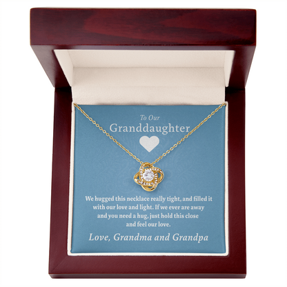 To Our Granddaughter (From Grandma & Grandpa) - Hugged This Tight  | Gold and Stainless Steel Knot Necklace