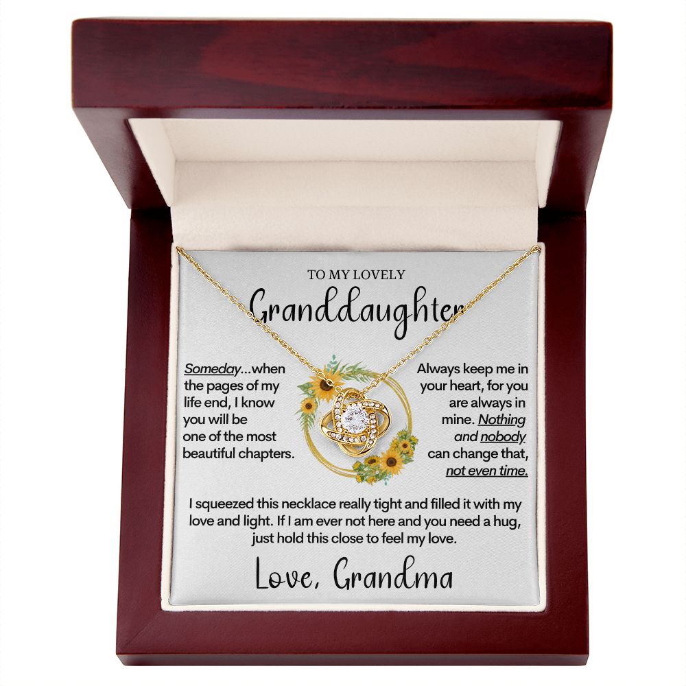 To My Granddaughter (Love, Grandma) | 14k White Gold and Stainless Steel Necklace