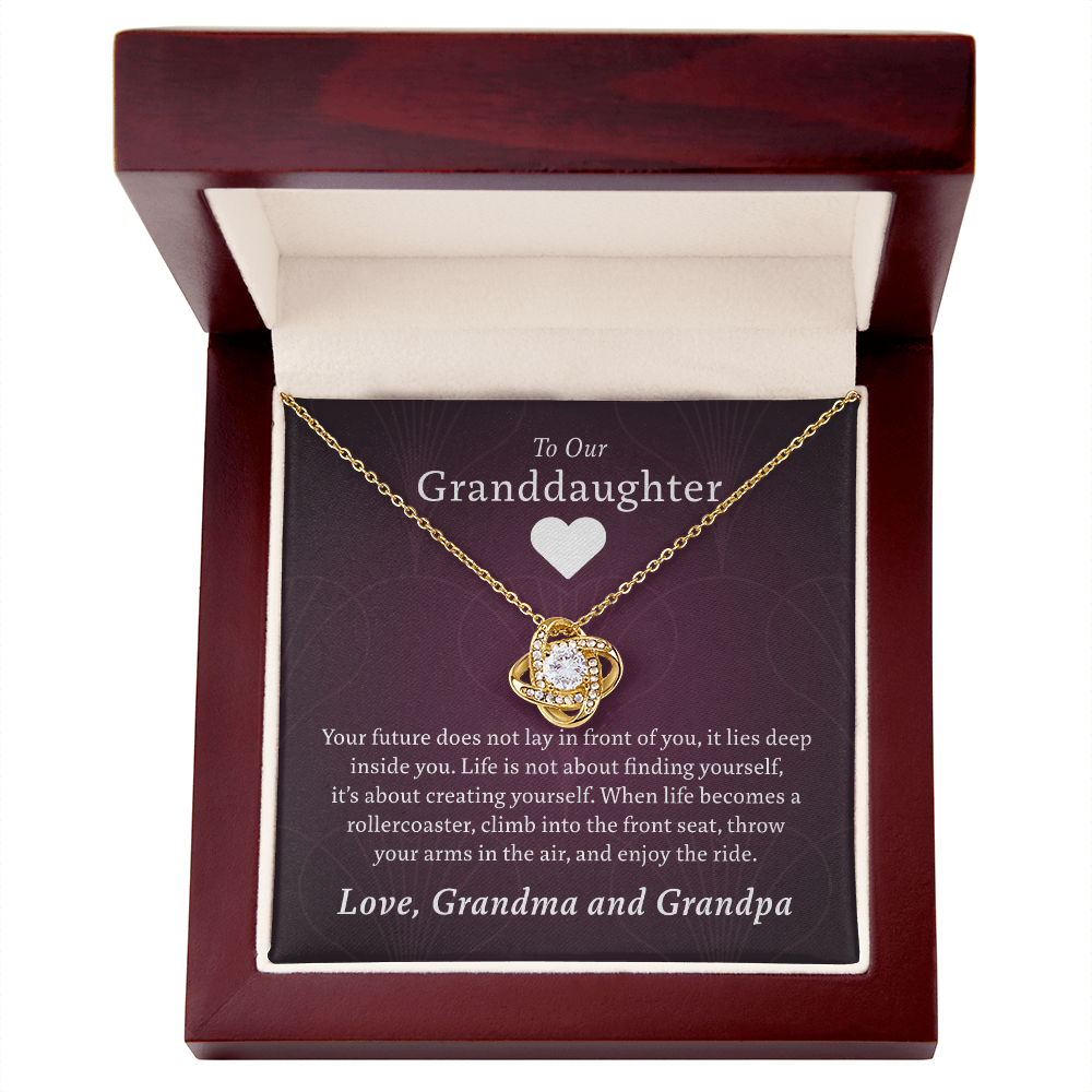 To Our Granddaughter (From Grandma & Grandpa)  | Gold and Stainless Steel Knot Necklace