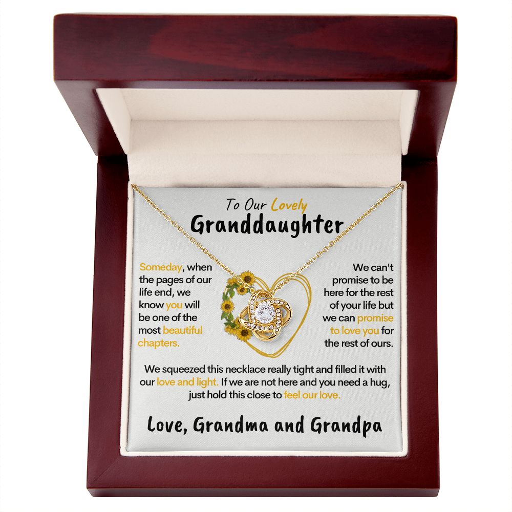 Lovely Granddaughter (Grandma & Grandpa)| 14k White Gold Family Knot Necklace