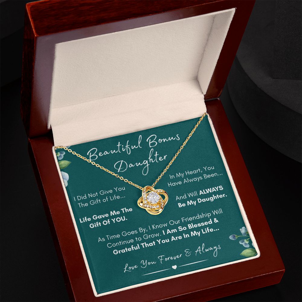 Beautiful Bonus Daughter, Always My Daughter - Beautiful Gold and Stainless Steel Family Love Necklace