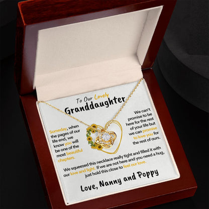 To Our Granddaughter (Love Nanny & Poppy) - Sunflower Heart Necklace 14k Gold Stainless Steel