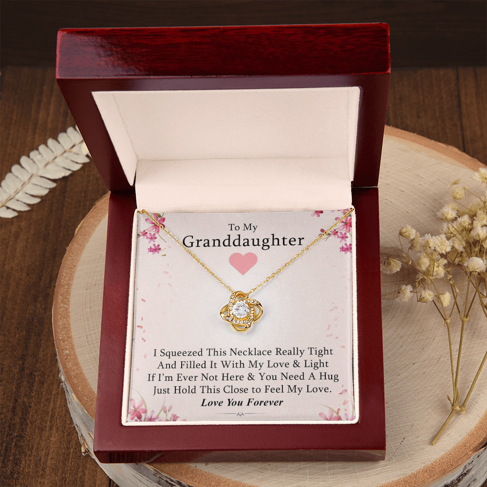 To My Granddaughter - Squeeze This Necklace - Gold and Stainless Steel Knot Necklace