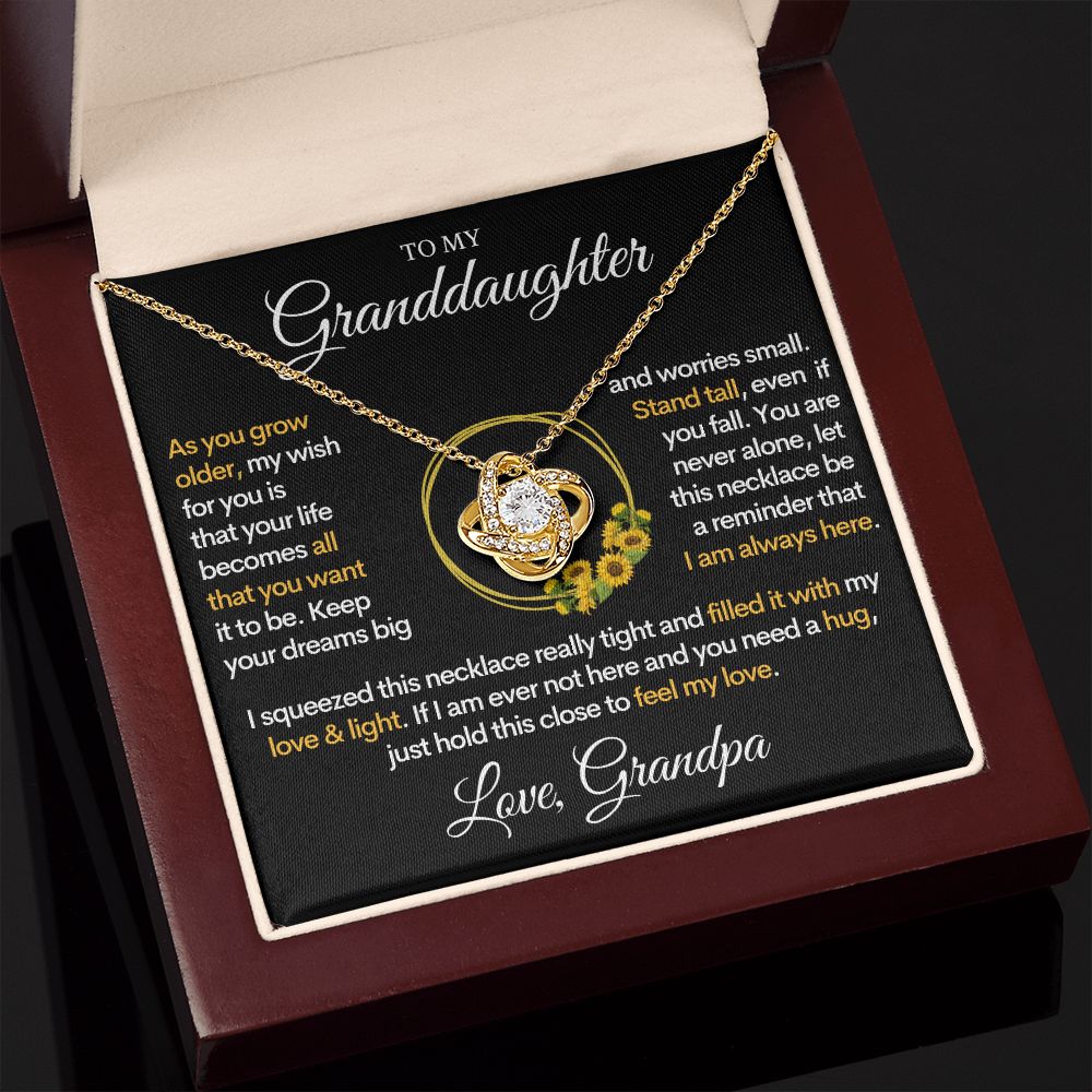 To My Granddaughter (Love, Grandpa) - I Am Always Here | Gold and Stainless Steel Grand Daughter Necklace