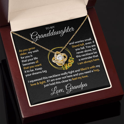 To My Granddaughter (Love, Grandpa) - I Am Always Here | Gold and Stainless Steel Grand Daughter Necklace