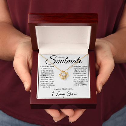 To My Soulmate - My One Wish, Gold and Stainless Steel Love Necklace